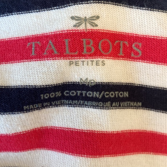 Top 3/4 Sleeve By Talbots Pink and Navy Stripes Size Medium Petite - Picture 5 of 8